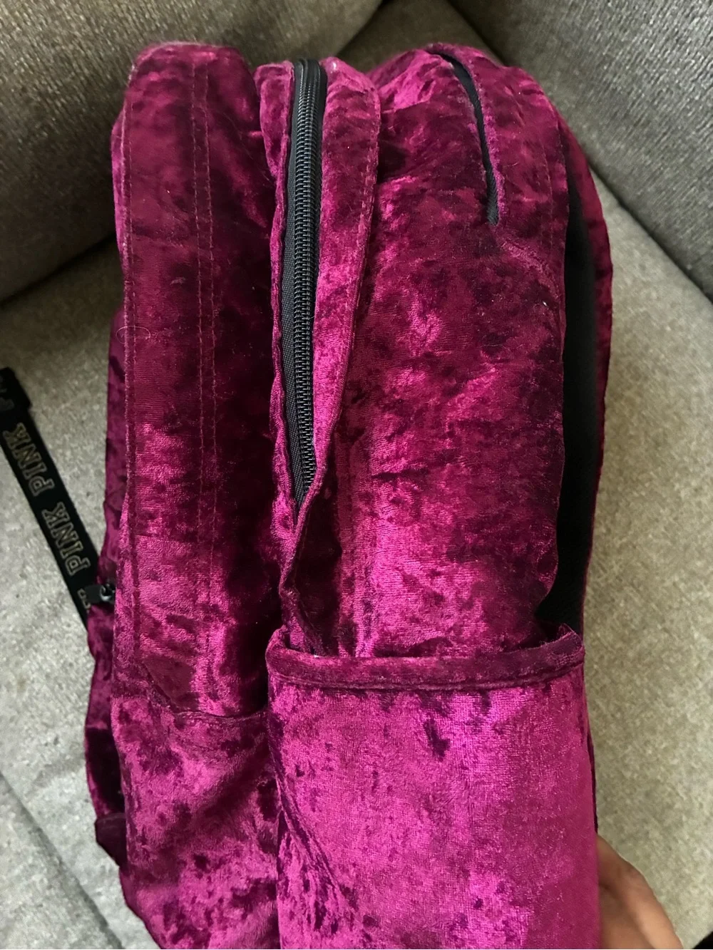 PINK Victoria's Secret Plush Velvet Deep Wine Backpack
